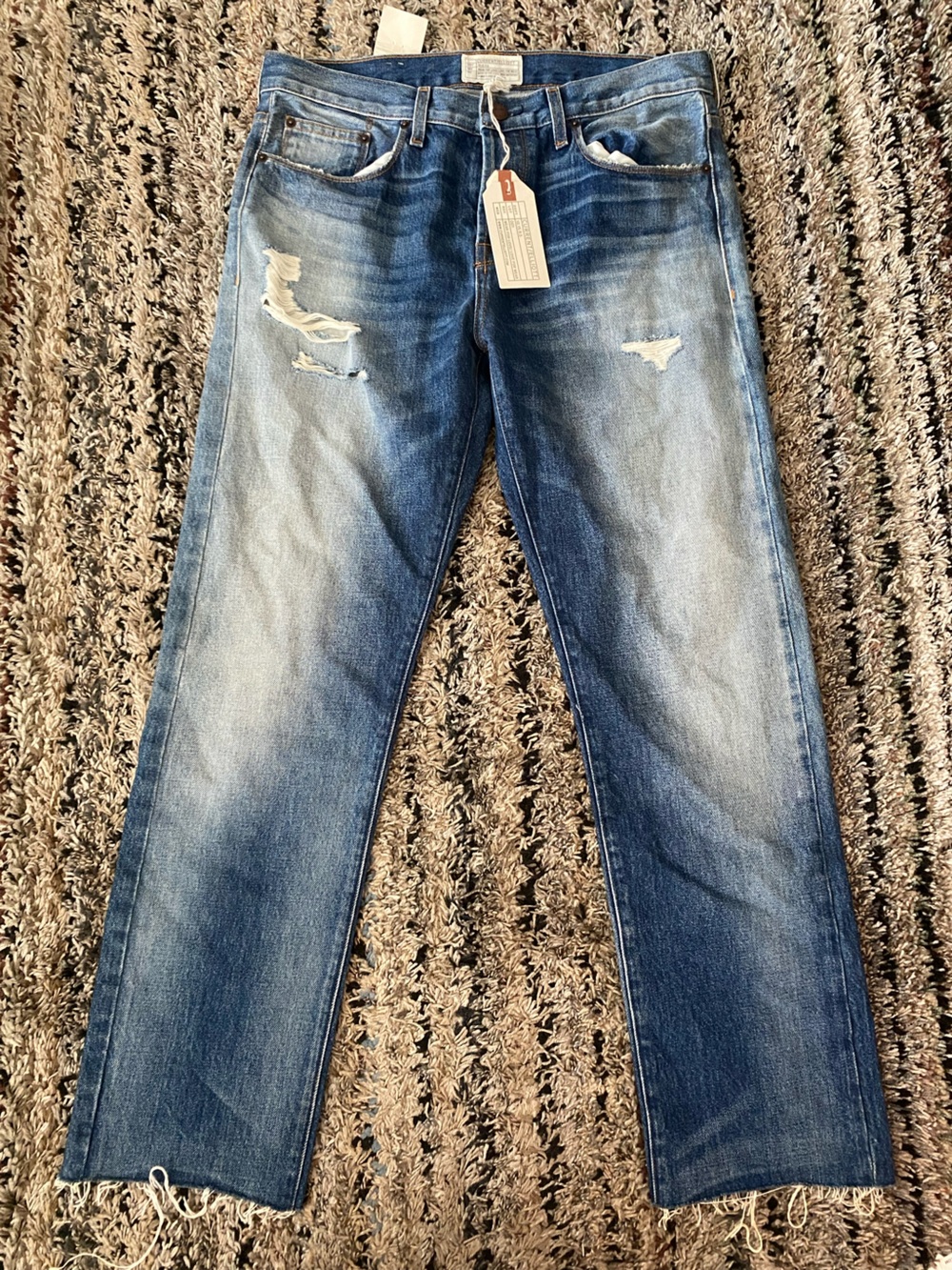 Current/Elliott Women's Distressed Mid Blue Skinny Jeans